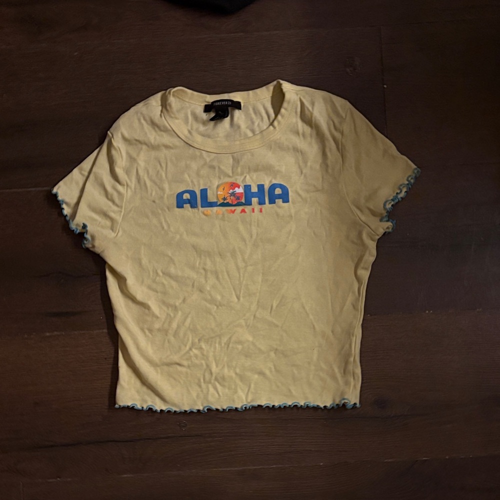 Forever 21 Yellow Aloha Hawaii Crop Top